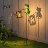 Solar Powered Garden Lights Frog Stake Light, Watering Can Shadow Projection Lamp with Decorative for Flower Beds Waterfall LED, Outdoor Yard