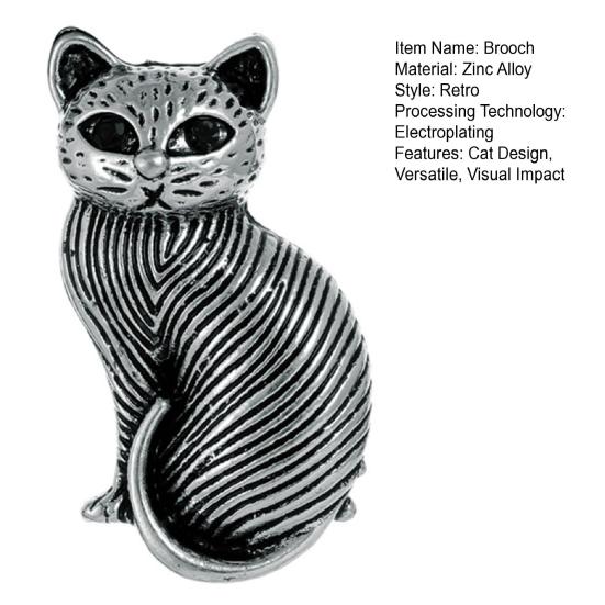 Brooch Retro Style Sitting Cat Shape Design Pin Fine Texture Technology Cat Hair Texture Brooch Animal Brooch Jewelry