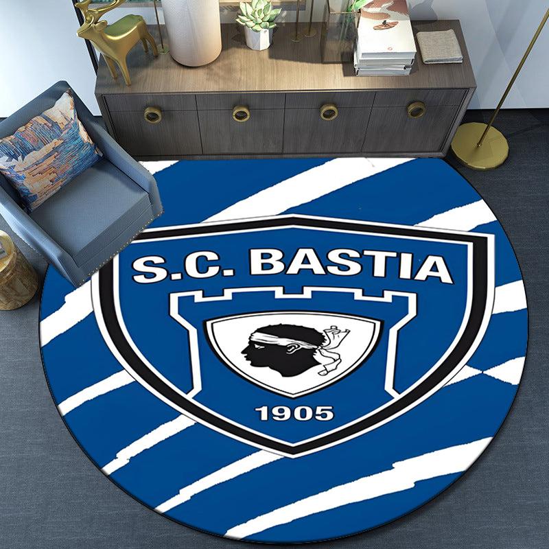Sc Bastia Football Crest Round Rug for Livingroom,Bedroom, Palyroom, Chair Rug, Area rug, Circle Carpet, Fan Christmas gift