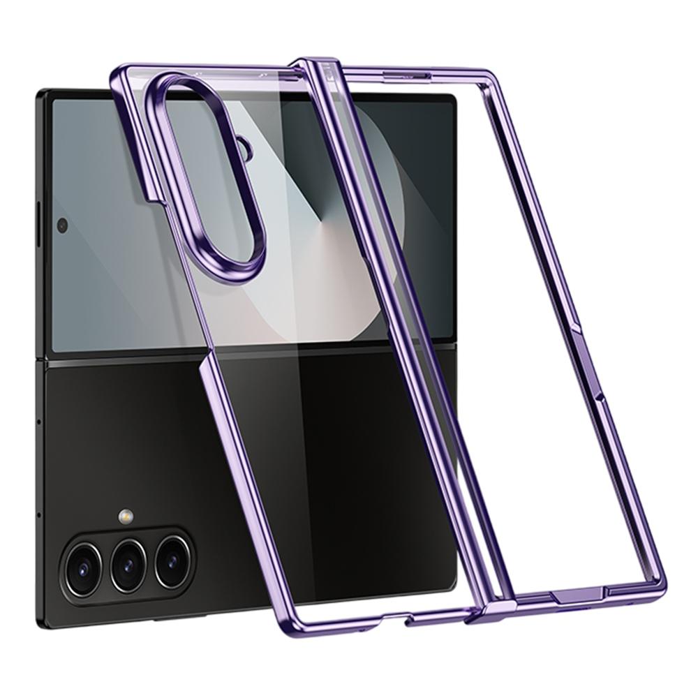 

For Samsung Galaxy Z Fold7 5G Case Hinge Design Electroplating PC Clear Phone Cover Purple