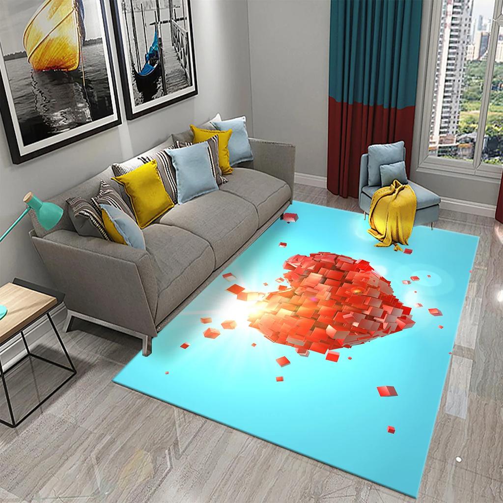 Romantic Valentines Day Love Printed Pattern Carpet Bedroom Non-slip Mat Home Living Room Bathroom Kitchen Home Decoration Mat