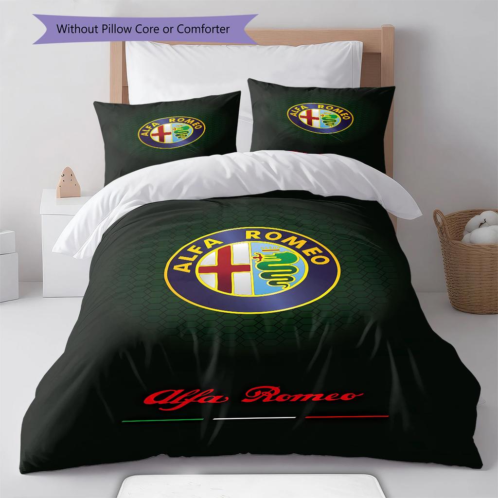 Alpha Romeo Pattern Bedding,Quilt Set Quilt Cover Pillowcase Home Birthday Gift (1 * duvet cover + 2 * pillowcase, without core)