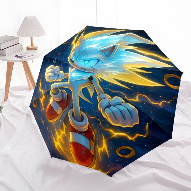 

1pc Super Sonic Automatic Folding Umbrella - 3 Folding Design, Vivid Cartoon Pattern, Suitable for Outdoor Activities, A Gift for Fans In All Seasons.