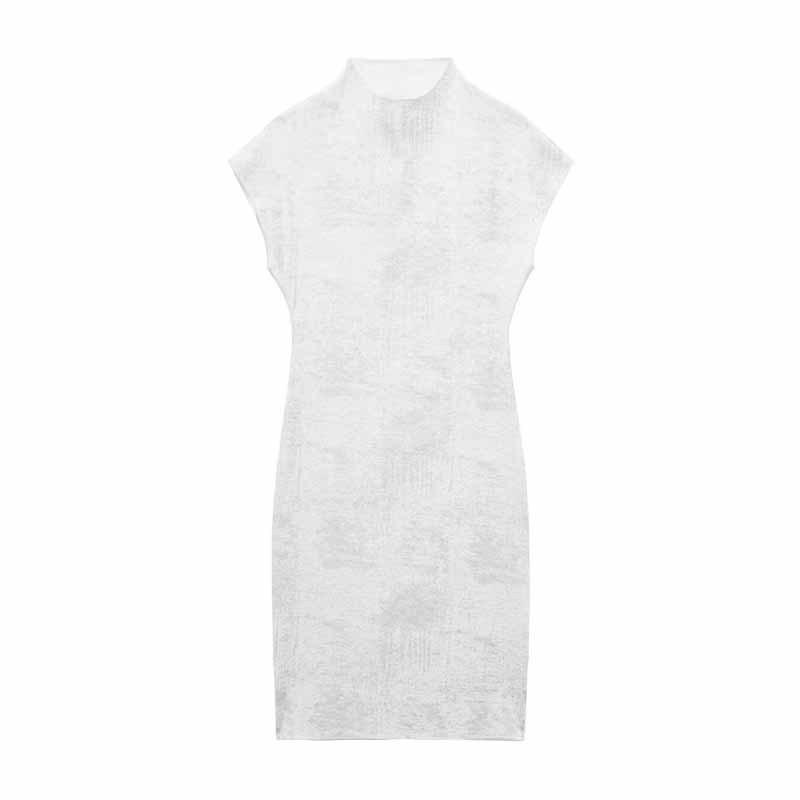 

European American Women s Clothing Fashionable Round Collar Metal Knitted Short Dress L