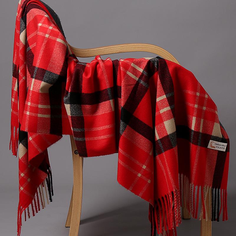 Female Blanket Foulard Bandana Autumn Men's Thick Wrap Scarves Winter Warm Cashmere Plaid Scarf Luxury Brand Fringe Large Shawls