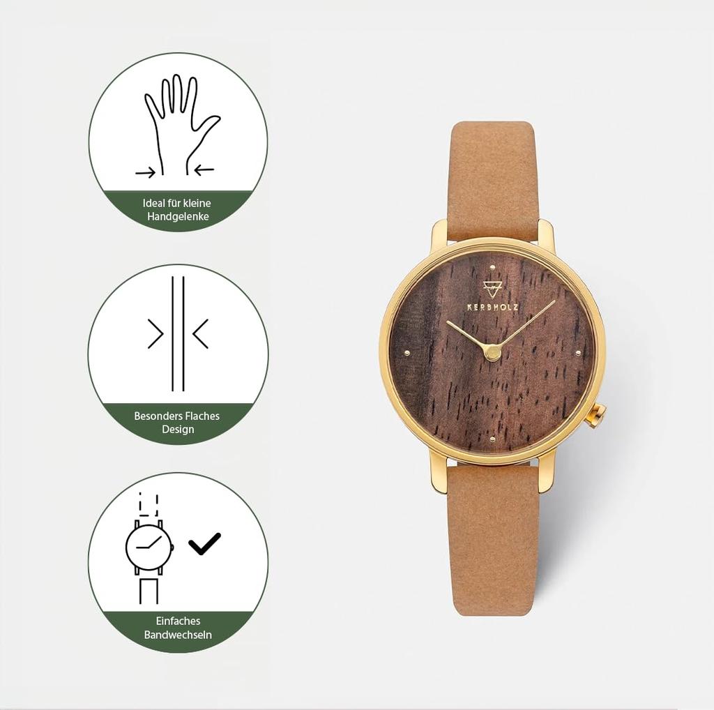 Curbholz German Genuinely Imported WEMM5017 Women's Watch, Wooden, Design, Waterproof,