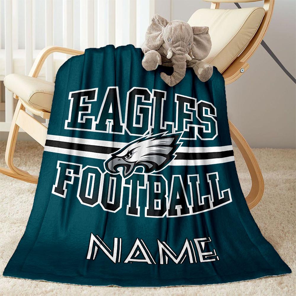 Eagles Footballtrikot Personalisierte Textdecke Geschenk Personalisierte Decke Weich Warm Gemütlich Geeignet für Heimdekoration Wohnzimmer Sofa Picknicks