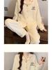 Women's Korean Style Thickened Cotton Pajama Set - Long Sleeve for Autumn/Winter, Simple Design, Home & Outdoor Wear.