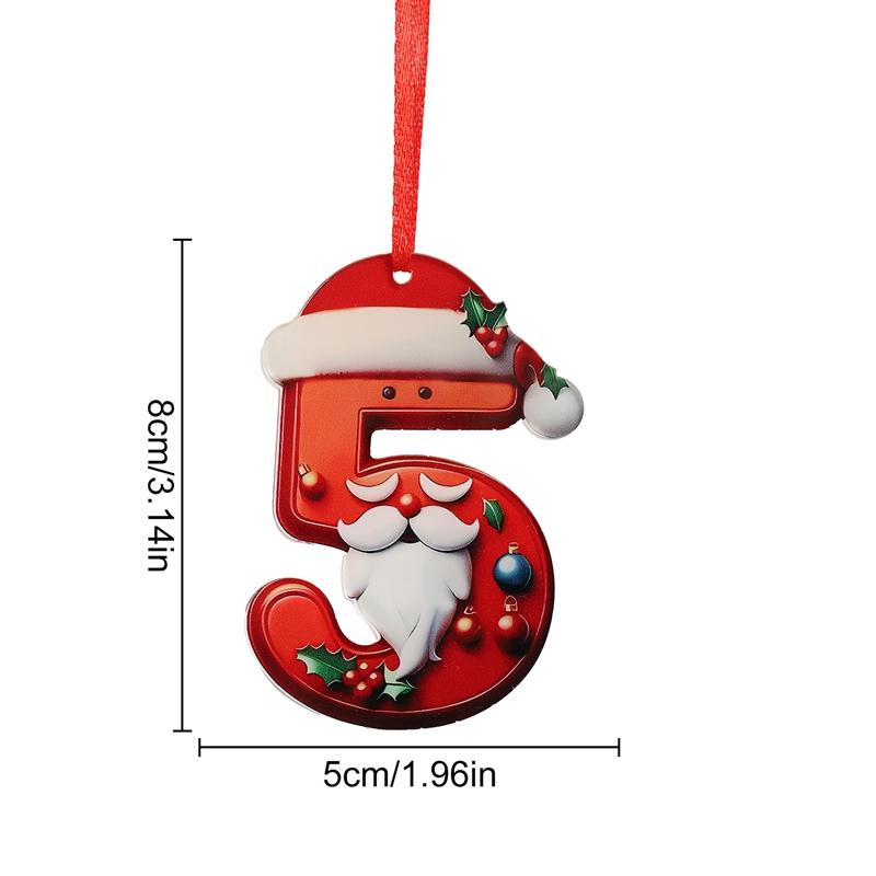 8CM Artificial Acrylic Christmas Numbers 0-9 Xmas Tree Hanging Ornaments for Home Party Decor New Year Gift 2025 Navidad