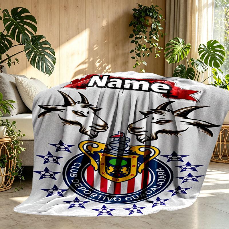 Custom Name Personalized Club Deportivo Guadalajara Print Blanket, Home Decor, Bedroom, Sofa, Camping, Couch, Gifts for Birthday Christmas