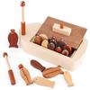 FlyCreat Wooden Fishing Toy Fishing Game Wooden Solid Wood Building Educational Magnetic Fishing Wooden Fishing Birthday Gift for Boys and Toy Storage