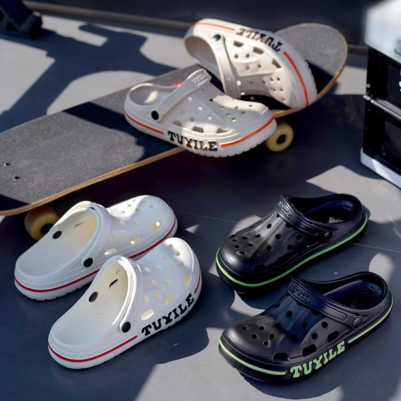 Stepping On Shit Hole Shoes Men Wear Non-slip Bag Head Sandals Beach Thick-soled New Soft-soled Summer EVA Slippers