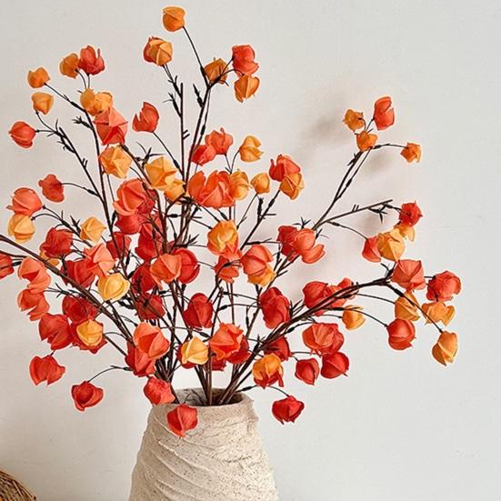 Künstliche Chinesische Laternenstiele Realistischer Oranger Falscher Koelreuteria Zweig 31,5 Zoll Hoch Kunstseidenstiele für Vase Bauernhaus Küchentisch Mittelstück