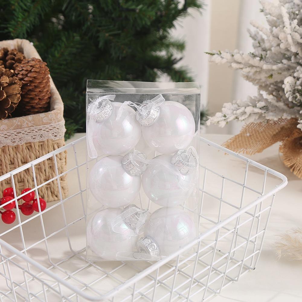 6PCS Plastic Laser Christmas Balls Pendant Small Merry Christmas Decoration Christmas Balls Set Holiday Decoration