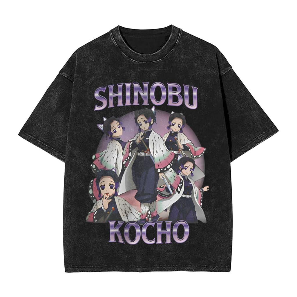 Anime Demon Slayer Hashibira Inosuke Graphic T Shirt Men Women Cotton Tshirts Vintage Washed Tee Harajuku Male Casual T-shirts