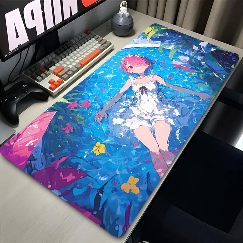 Mauspad Groß Anime Re Zero Verfügbare Größen Schreibtischmatte XXL Büro Gamer Schrank Schreibtisch Gummi-Mauspad für Spiel-PC Tastaturunterlage
