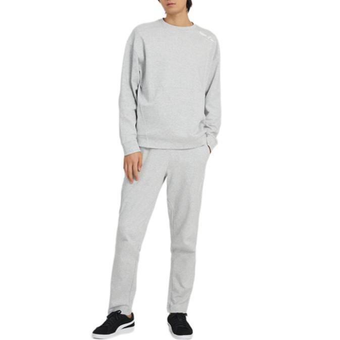 PUMA Solid Color Drawstring Elastic Casual Pants With Brand Logo Print Men Bottoms Grey 672406-04