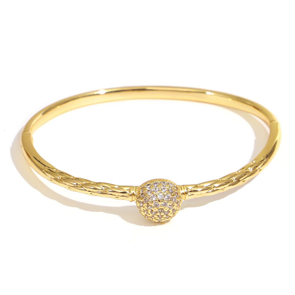 6 Styles Elegant Zircon Geometry Charm Bracelet for Women Trendy Smooth Surface Gold Color Plated Spring Bangle Luxury Jewelry