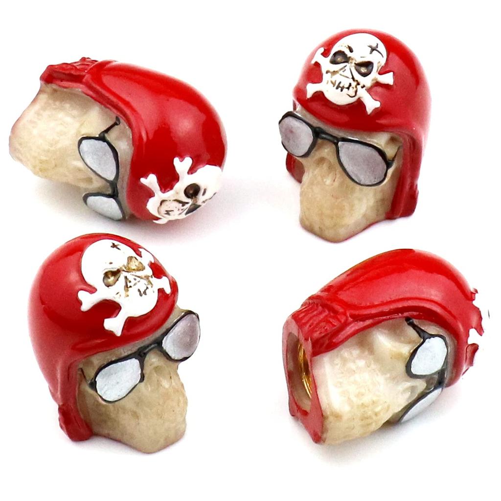 Bashineng Car Tire Valve Stem Caps 4pcs Skull Head Valve Cap Cover Universal Fit