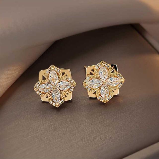 

Роскошные вращающиеся серьги-цветы в виде мельницы из циркония для женщин, серьги-гвоздики в виде четырехлистного клевера, женские модные элегантные ювелирные изделия