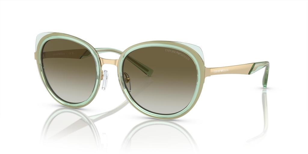 Emporio Armani Women's Shiny Pale Gold/Green Sunglasses EA2146, Size 53