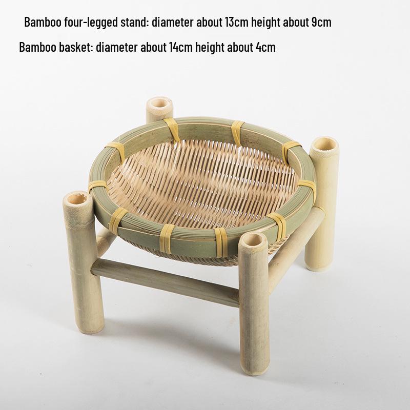 Set di cestini intrecciati in bambù fatti a mano: Setaccio, Contenitore, Piatto da Frutta, Vassoio per Snack, Design Rotondo da Setaccio in Stile Rustico