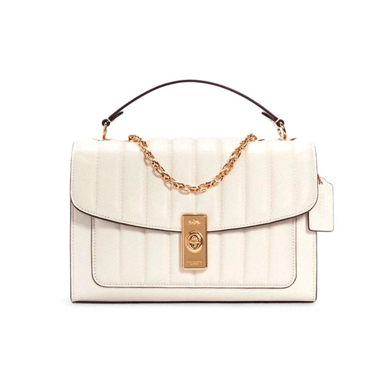 

COACH Lane 26 Classic Fashion Top Handle Leather Chain Bag Handbag Small Square Bag Crossbody Bag Medium Women s White білий