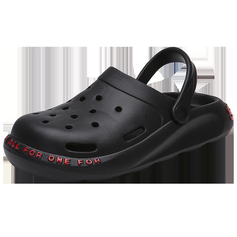 

Мужские туфли с дырочками, сумка на голову, пара, полутапочки, толстая подошва, повседневная пляжная обувь, сандалии для медсестер, женские, мягкая подошва 44-45 чёрный