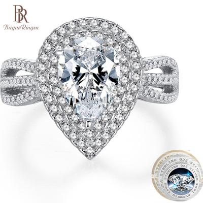 Echter Gra Moissanite Verlobungsring mit Zertifikat 7*10mm Wassertropfenförmiger Stein Feines Schmuckgeschenk für Frauen