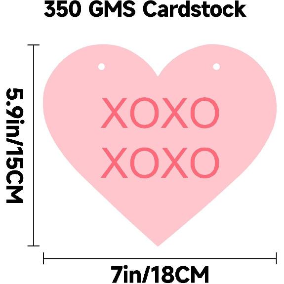 Valentines Conversation Hearts Candy Banner No DIY Valentines Day Heart Garland with 16Pcs Heart, 2Pack Pre-Strung Valentines Garland Heart Banner