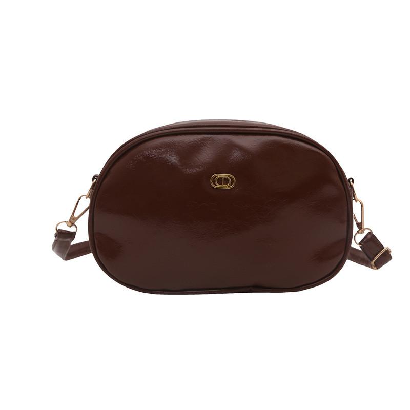 Oval Pu Lightweight Crossbody Bag With Solid Color Design For Everyday Wear