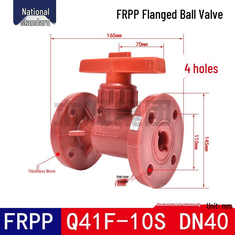 FRPP Red Plastic Corrosion-Resistant Ball Valve for Pharmaceutical and Chemical Use.
