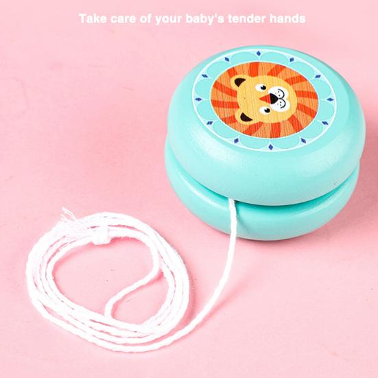 Kids Yoyo Toy with String Colorful Cartoon Trick Yoyo Responsive Ball Reflexing Auto Return Wooden