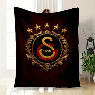 Galatasaray Istanbul Football Club Logo Print PosterBlanket Flannel Throw Blanket for Sofa, Bed, Travel, Camping, Office, Couch, Chair, And