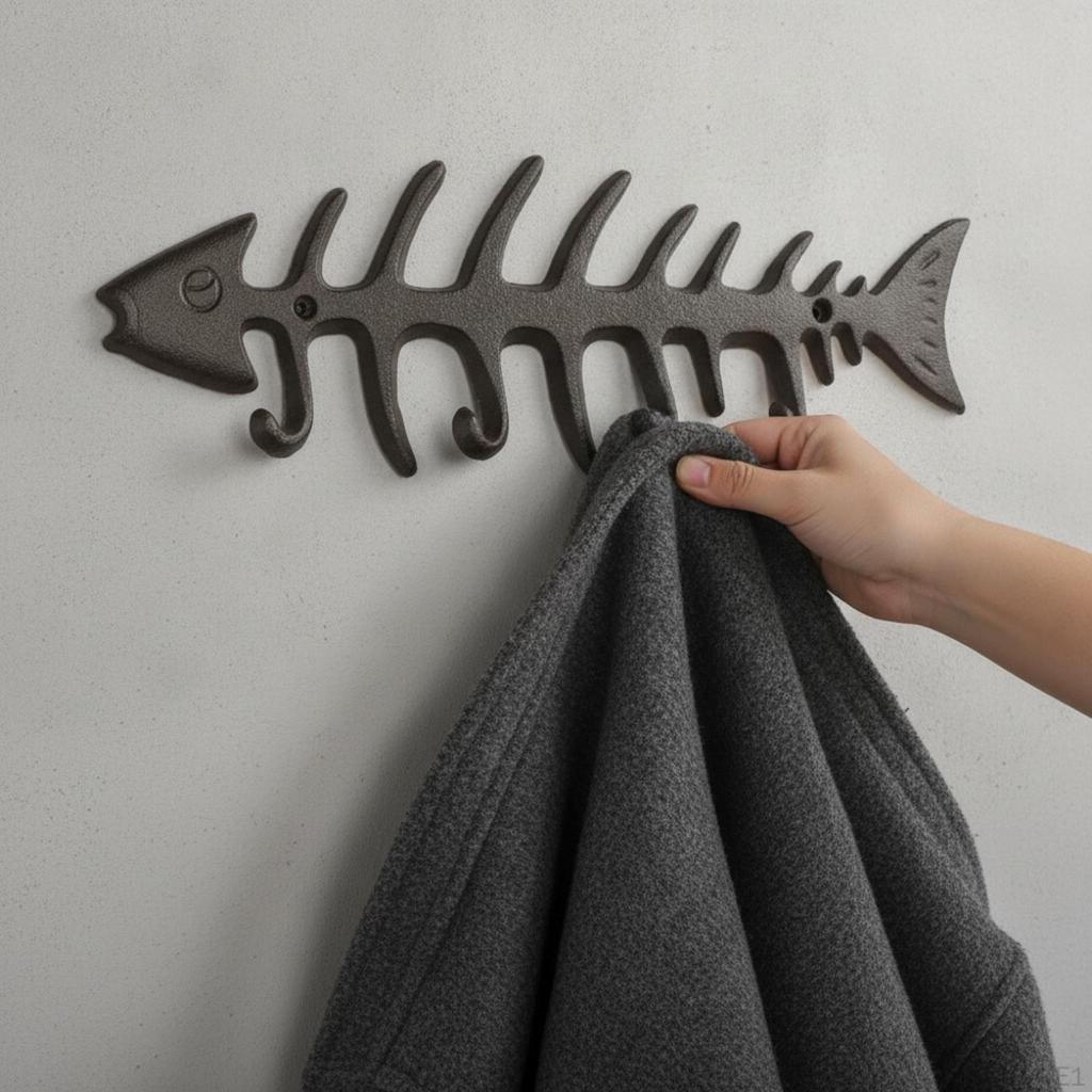 Fischgräten-Wandhakenleiste Angler-Thema Skelett Ozeanisch