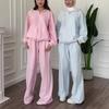 2026 Spring and Autumn New European and American Women's Clothing Cross-border Hooded Sweater Zipper Top High Waist Wide Leg Pants 