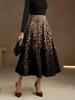 2025 Leopard Print High-Waist A-Line Midi Skirt for Women - Retro, Elegant, Plus Size
