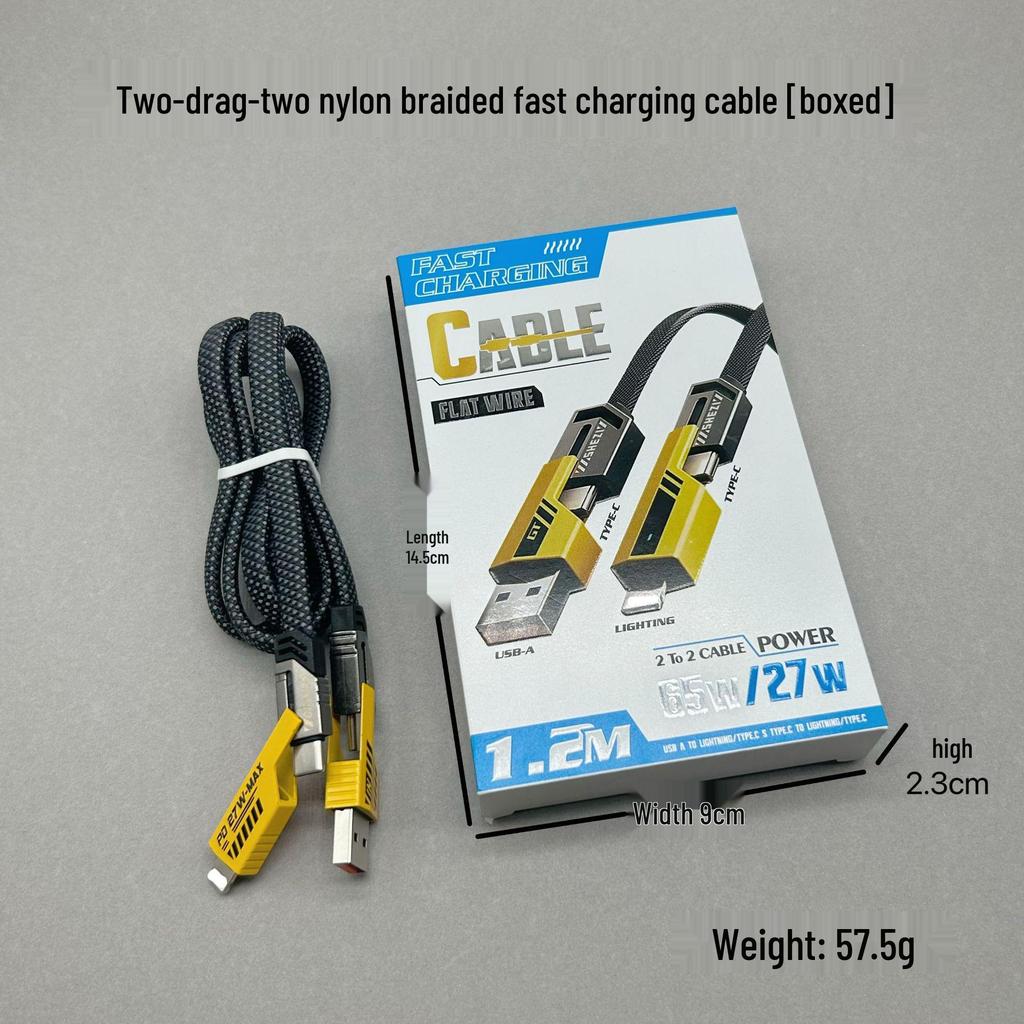 65W 4-in-1 Super Fast Charging Data Cable for Apple & Huawei Devices
