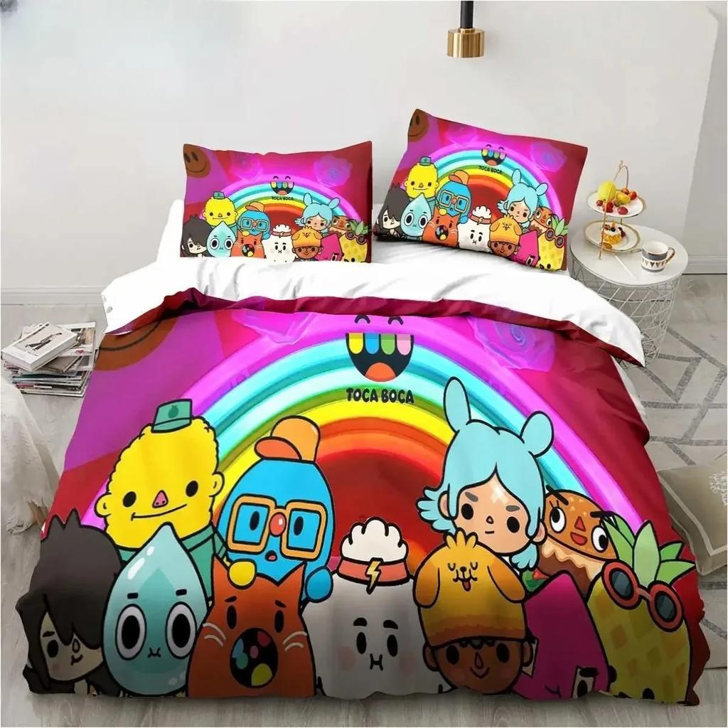 3D Cartoon Game Toca Life World Bedding Set Duvet Cover Bed Set Quilt Cover Pillowcase Comforter king Queen Size Boys Adult