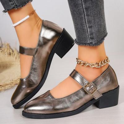 Women High Heels Casual Shoes Summer New Chunky Shallow Shoes Designer Elegant Dress Buckle Shoes Party Pumps Zapatillas Mujer