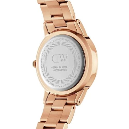 Daniel Wellington Iconic Link 36mm Black Rose Gold Quartz Watch, DW00100210, Women's