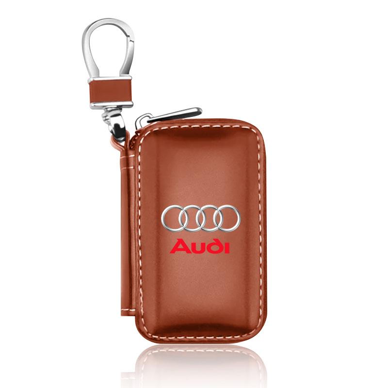 

1 шт. Кожаная эмблема Чехол для ключей автомобиля Брелок Молния Чехол-сумка для ключей Для Audi C7 C6 C5 B5 B6 B7 B8 B9 D3 Q3 Q5 Q7 TT A1 A3 A4 A5 brown-audi