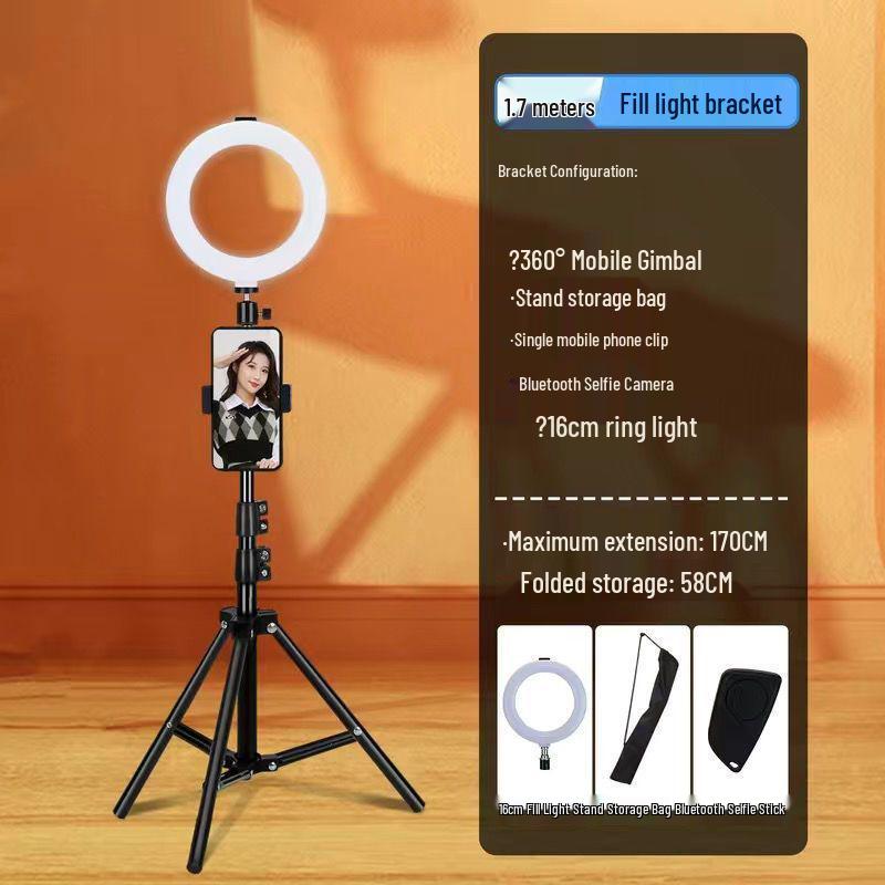 Multifunctional Desktop Tripod with Phone Holder & Fill Light for Live Streaming and Photography