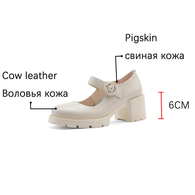 Moda 2025 Nuove Scarpe Mary Jane da Donna in Pelle di Mucca LEISURE Fibbia Scarpe con Plateau Scarpe Basse Punta Tonda Donna Zapatos De Mujer