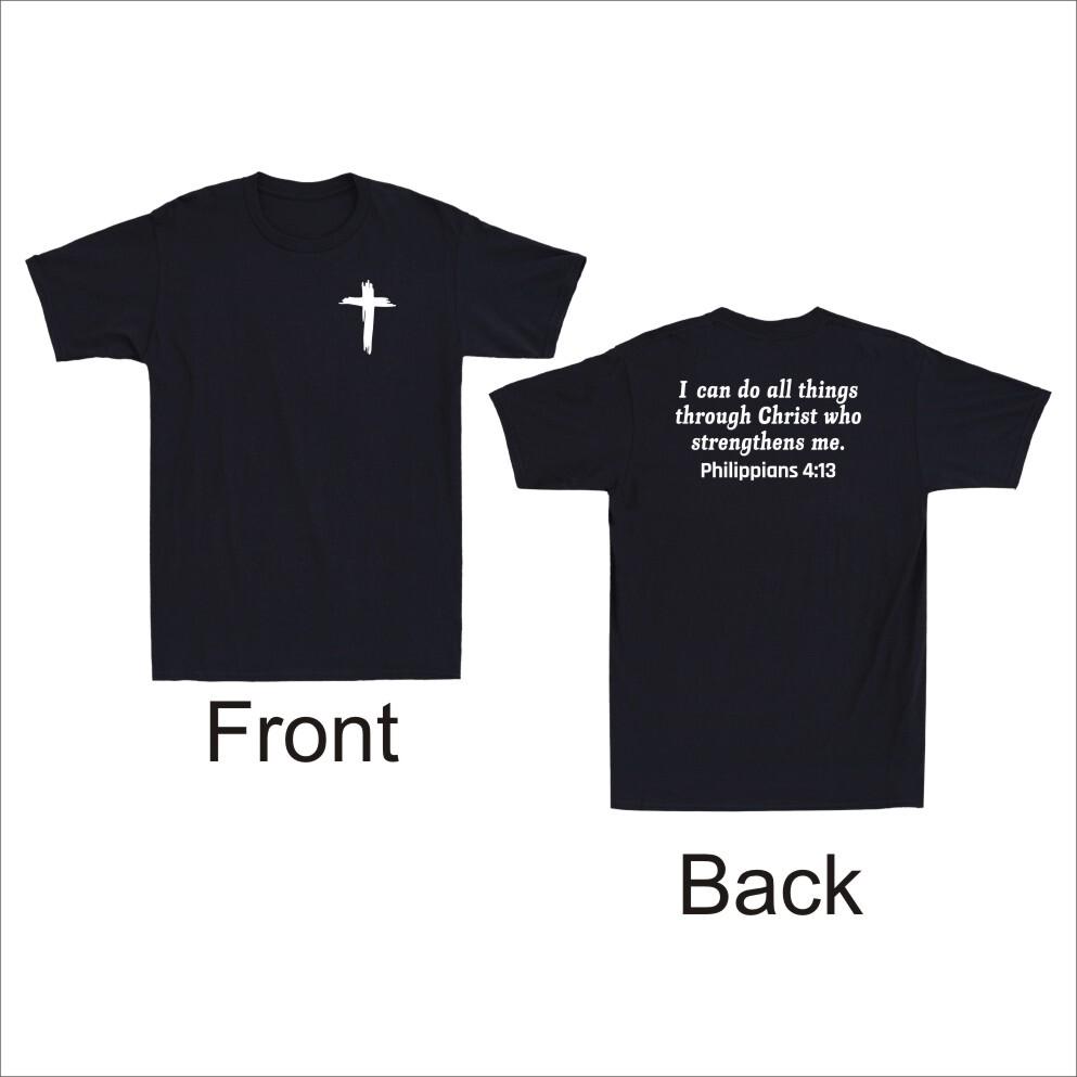 Philippians 4:13 Jesus Christian Bible Cross Faith (Front & Back) Men s T-Shirt S разноцветный