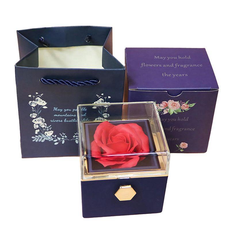

ABJI-Rose Ring Box Rotates 360° Valentine s Day Mother s Day For Romantic Gifts Dark Blue темно-синього кольору