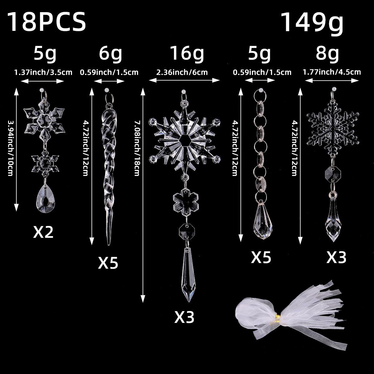 

Новый акриловый набор подвесок в виде снежинки из льда, рождественский прозрачный кулон в виде ледяного конуса, подвеска в виде рождественской елки