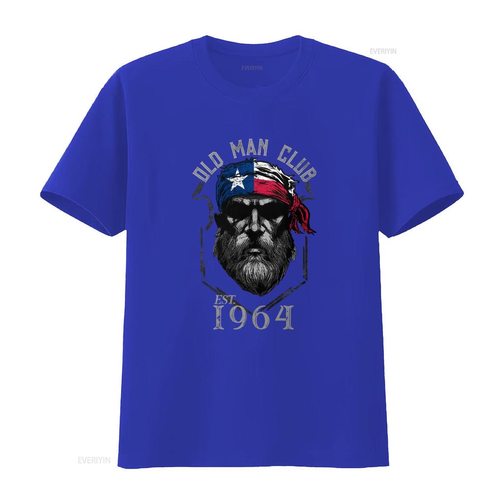 1964 Texas Old Man Club Vintage T Shirt Cotton Crew Neck with Patriotic Bandana Print Vintage Washed Designer Clothes