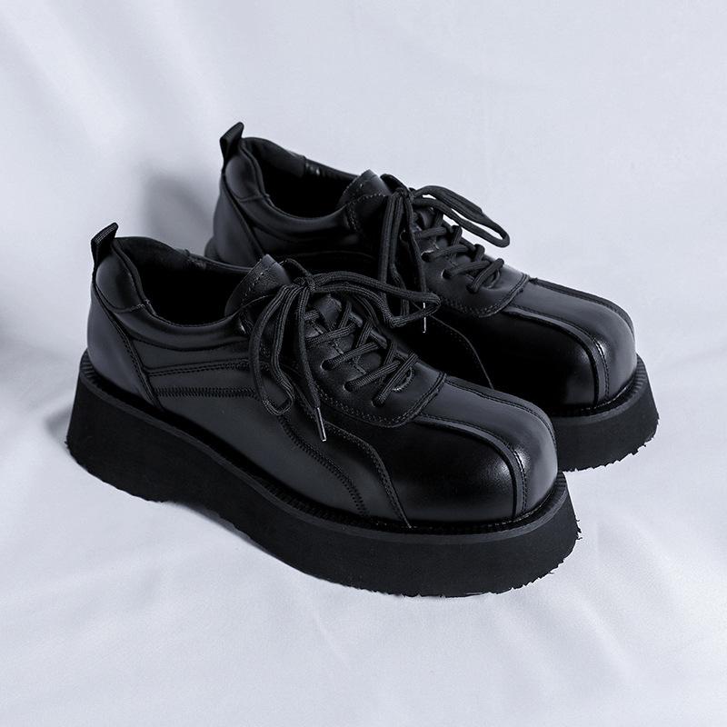 

men fashion wedding party dress genuine leather shoes lace-up oxfords shoe designer platform sneakers black trend footwear 270 чёрный