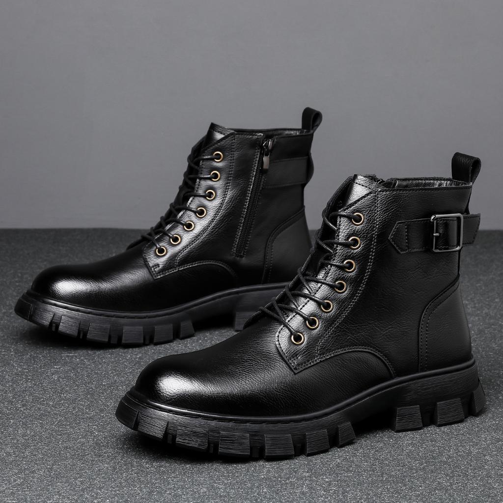 2025 New Men's Martin Boots High-end Men's Shoes British Style Trend Casual Boots Fashionable and Comfortable Thick Soles Increase